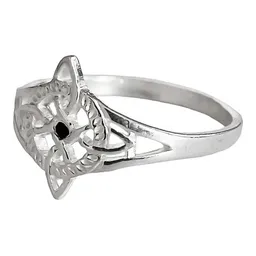 Anillo Plata Ley .925 Nudo de Bruja con Zirconia Negra - Imagen 2