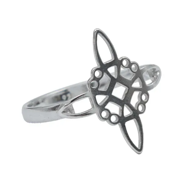 Anillo de plata .925 plateado diseno nudo de bruja laser unisex — Joyaris
