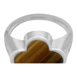 Anillo Plata Ley 925 Trébol Esmaltado Café con Zirconia - Imagen 6