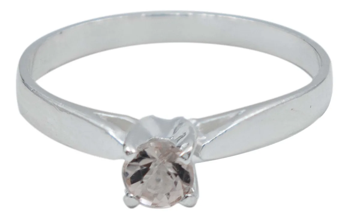 Anillo Plata 925 Morganita Rosa Natural Promesa - Imagen 1