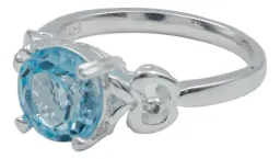 Anillo Plata 925 Promesa con Topacio Azul Genuino - Imagen 1
