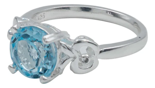 Anillo de plata .925 azul Topacio Promesa Compromiso — Joyaris