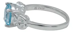 Anillo Plata 925 Promesa con Topacio Azul Genuino - Imagen 2