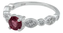Anillo Plata 925 Promesa con Turmalina Rubelita Natural - Imagen 1