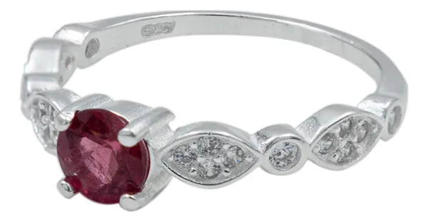 Anillo Plata 925 Promesa con Turmalina Rubelita Natural - Imagen 1
