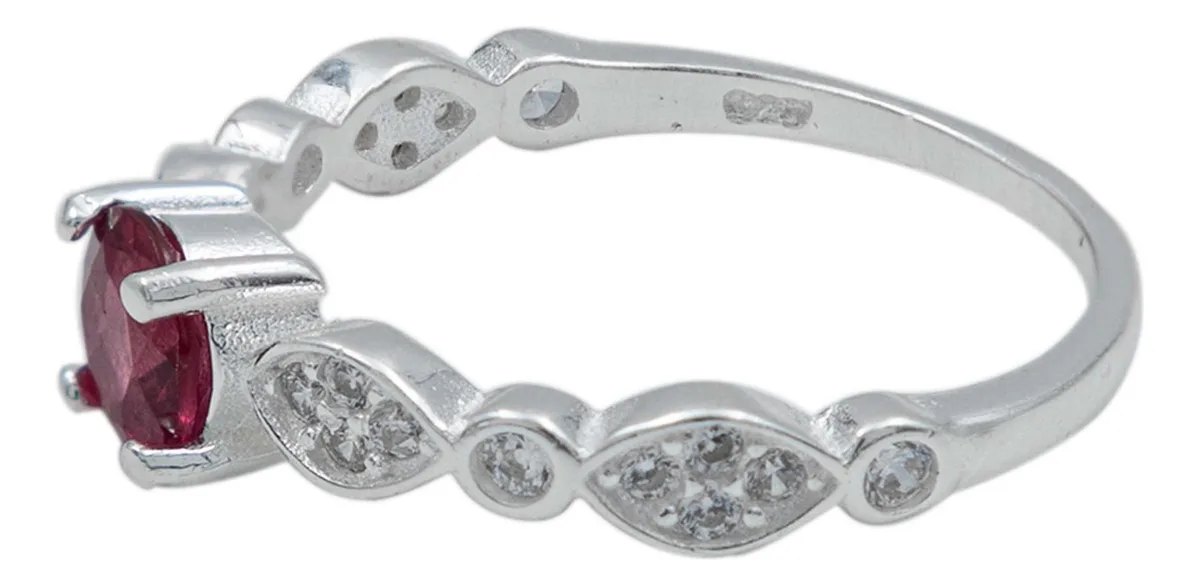 Anillo Plata 925 Promesa con Turmalina Rubelita Natural - Imagen 1