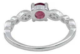 Anillo Plata 925 Promesa con Turmalina Rubelita Natural - Imagen 3
