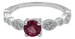 Anillo Plata 925 Promesa con Turmalina Rubelita Natural - Imagen 5