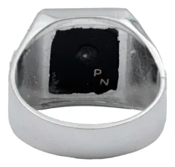 Anillo Plata 925 San Judas Tadeo Ónix Diamantado Hombre - Imagen 2
