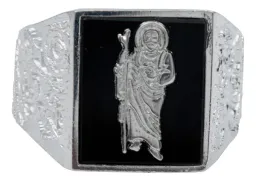 Anillo Plata 925 San Judas Tadeo Ónix Diamantado Hombre - Imagen 3