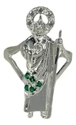 Anillo Plata 925 San Judas Tadeo con Zirconia Verde - Imagen 3