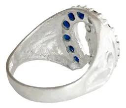 Anillo Plata 925 San Judas Tadeo Herradura Zirconia Azul Talla 8 - Imagen 4