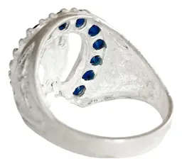 Anillo Plata 925 San Judas Tadeo Herradura Zirconia Azul Talla 8 - Imagen 5