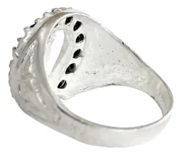 Anillo Plata .925 San Judas Tadeo con Herradura y Zirconia Negra - Imagen 4