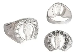 Anillo San Judas Tadeo Herradura Plata .925 con Zirconia Talla 8.5 - Imagen 1