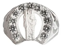 Anillo Plata .925 San Judas Tadeo Herradura con Zirconia - Imagen 2