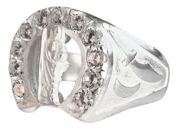 Anillo Plata .925 San Judas Tadeo Herradura con Zirconia - Imagen 3