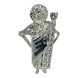 Anillo San Judas Tadeo Plata .925 con Zirconia Talla 10 - Imagen 2