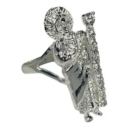 Anillo San Judas Tadeo Plata .925 con Zirconia Talla 10 - Imagen 3