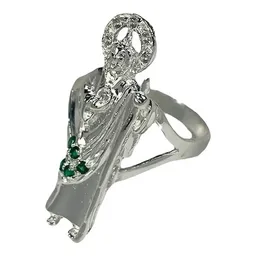 Anillo San Judas Tadeo Plata .925 con Zirconia Verde Talla 9.5 - Imagen 2