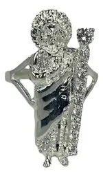 Anillo Plata 925 San Judas Tadeo con Zirconias Blancas - Imagen 2