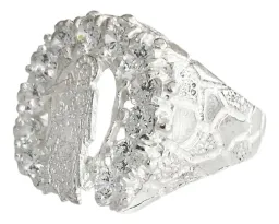 Anillo Plata 925 Santa Muerte Herradura con Zirconias Blancas - Imagen 2