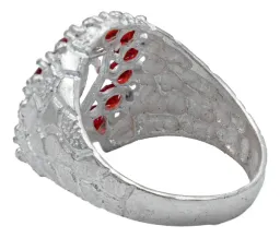 Anillo Plata .925 Santa Muerte Herradura con Zirconias Rojas - Imagen 3