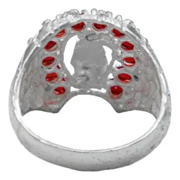 Anillo Plata .925 Santa Muerte Herradura con Zirconias Rojas - Imagen 4