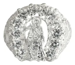 Anillo Plata 925 Santa Muerte con Herradura y Zirconia - Imagen 1