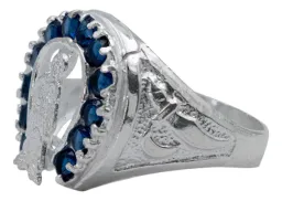 Anillo Plata 925 Santa Muerte Herradura Zirconias Azules - Imagen 2