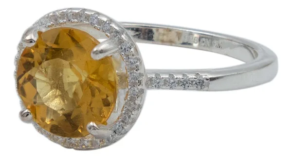 Anillo Solitario de Plata 925 con Berilo Amarillo Gema - Imagen 1