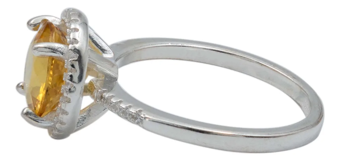 Anillo Solitario de Plata 925 con Berilo Amarillo Gema - Imagen 1