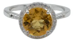 Anillo Solitario de Plata 925 con Berilo Amarillo Gema - Imagen 4