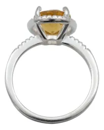 Anillo Solitario de Plata 925 con Berilo Amarillo Gema - Imagen 5
