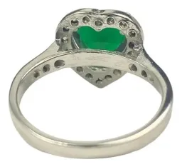 Anillo Plata .925 Solitario Corazón Zirconia Verde - Imagen 4
