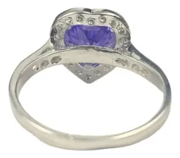 Anillo Solitario Corazón Plata 925 Zirconia Violeta Brillante - Imagen 4