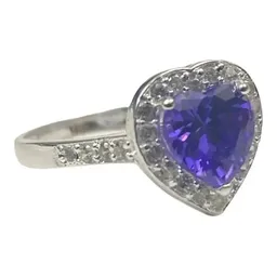 Anillo Solitario Corazón Plata 925 Zirconia Violeta Brillante - Imagen 1