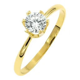 Anillo Solitario de Oro 10k con Zirconia Brillante - Imagen 1