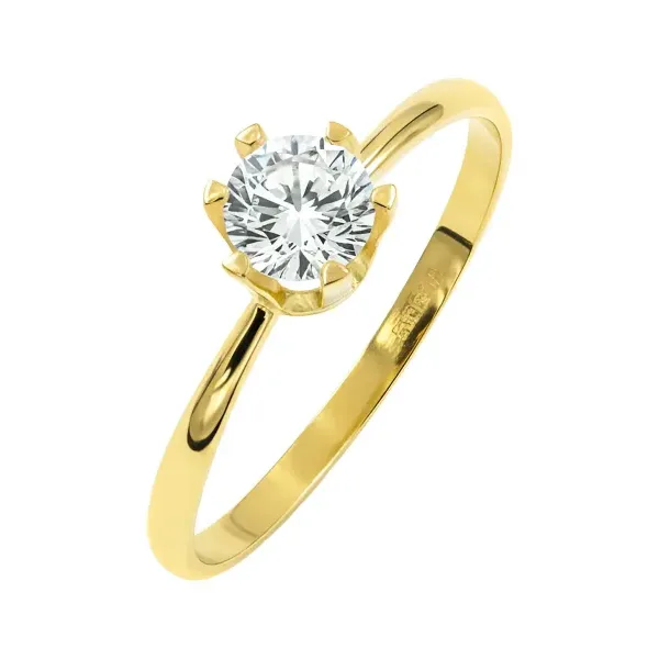 Anillo Solitario de Oro 10k con Zirconia Brillante - Imagen 1