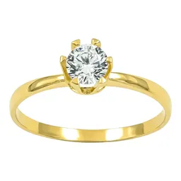 Anillo Solitario de Oro 10k con Zirconia Brillante - Imagen 2