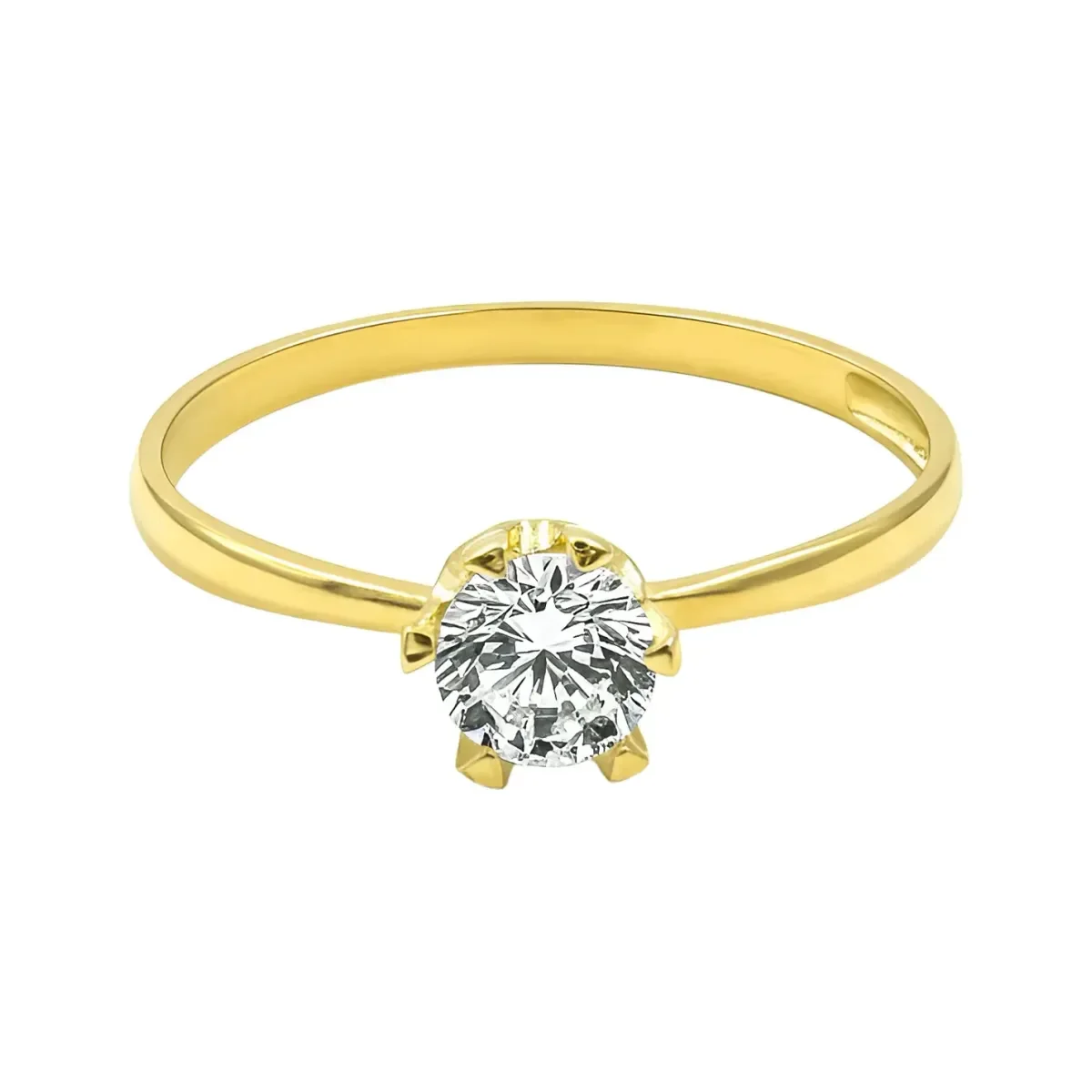 Anillo Solitario de Oro 10k con Zirconia Brillante - Imagen 3