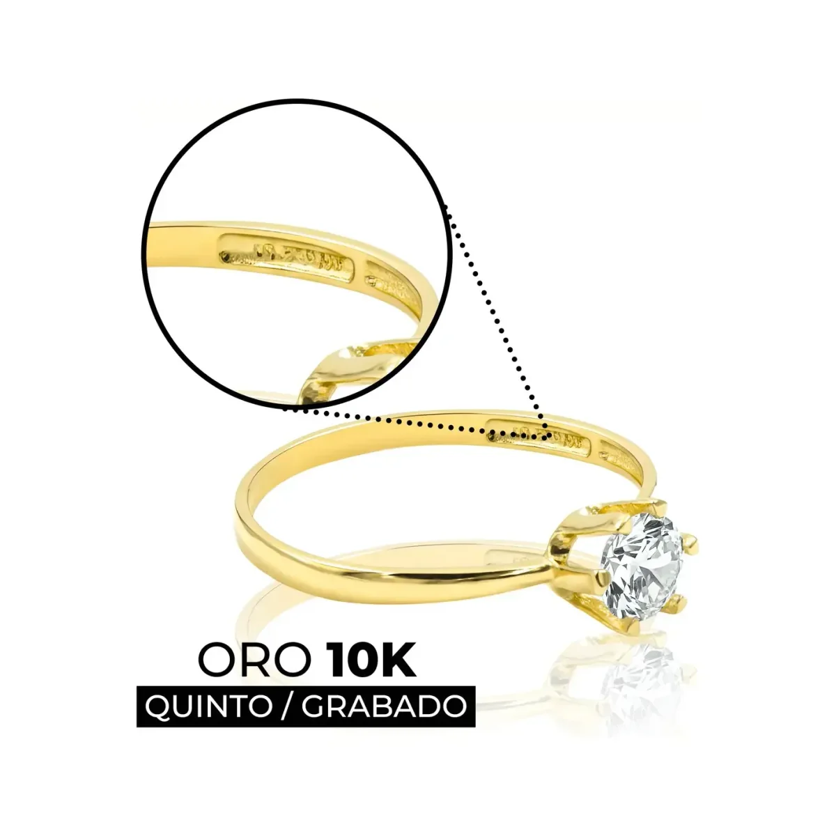 Anillo Solitario de Oro 10k con Zirconia Brillante - Imagen 6
