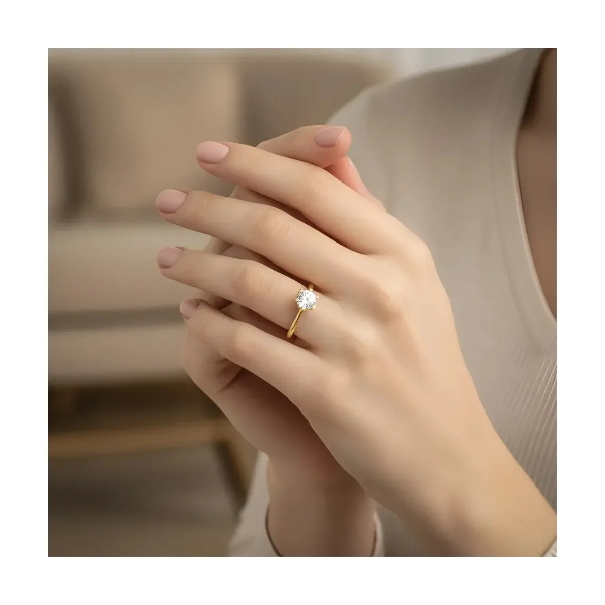 Anillo Solitario de Oro 10k con Zirconia Brillante - Imagen 7