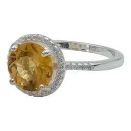 Anillo Solitario de Plata 925 con Berilo Amarillo Gema - Imagen 1
