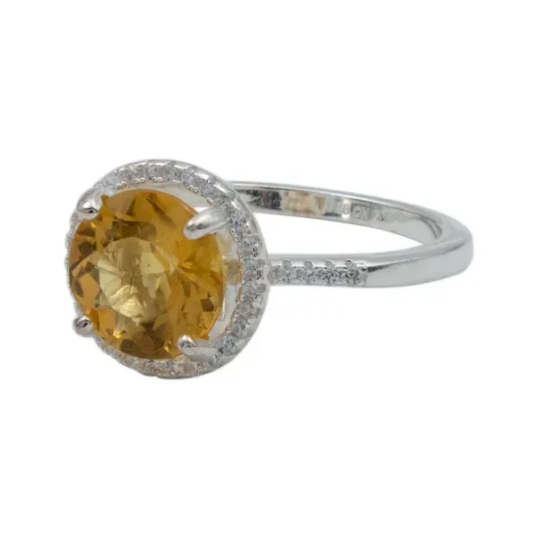 Anillo Solitario de Plata 925 con Berilo Amarillo Gema - Imagen 1
