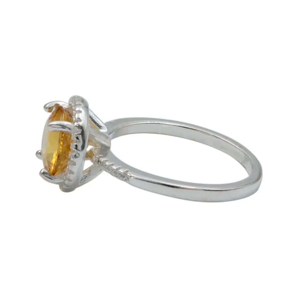 Anillo Solitario de Plata 925 con Berilo Amarillo Gema - Imagen 2