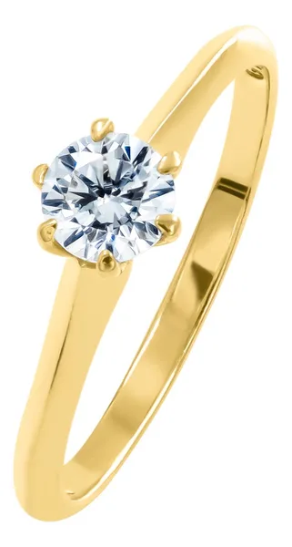 Anillo de oro 10k amarillo zirconia solitario — Joyaris