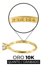Anillo Solitario Oro 10k Zirconia Redonda Mujer - Imagen 4