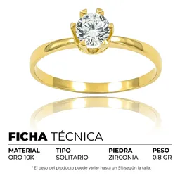 Anillo Solitario Oro 10k con Zirconia Brillante para Mujer - Imagen 5