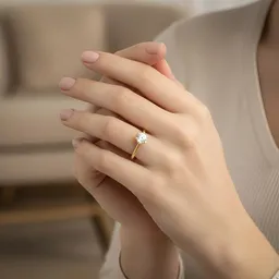 Anillo Solitario Oro 10k con Zirconia Brillante para Mujer - Imagen 7